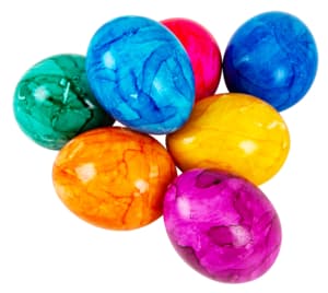 Boiled and colored eggs