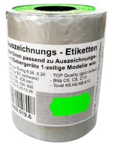 Etikette 1-Zeilige Grün 26x12 mm 1500x · 3 pz