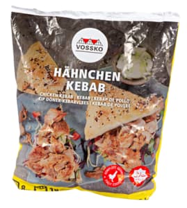 Kebab de poulet coupé