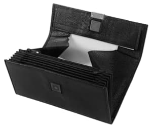 Leather waiter's wallet with magnetic closure