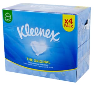 Kleenex Original Box cosmetic tissues 3-ply, four pack 4x72