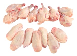 Fresh chicken wings and sticks