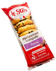 Long raisin madeleines