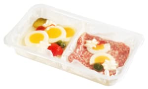 Salami and egg canapés