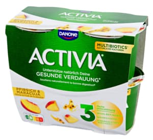 Probiotic peach and passion fruit yogurt, 4 x 115 g