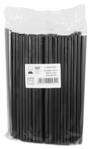 Black straws, 8 x 250 mm