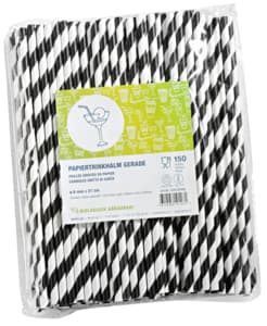 Pailles en papier noir rayées,