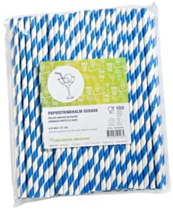 Paille Papier Bleu Strié 210x6 mm 150x