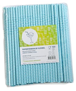 Blue flexible paper straws