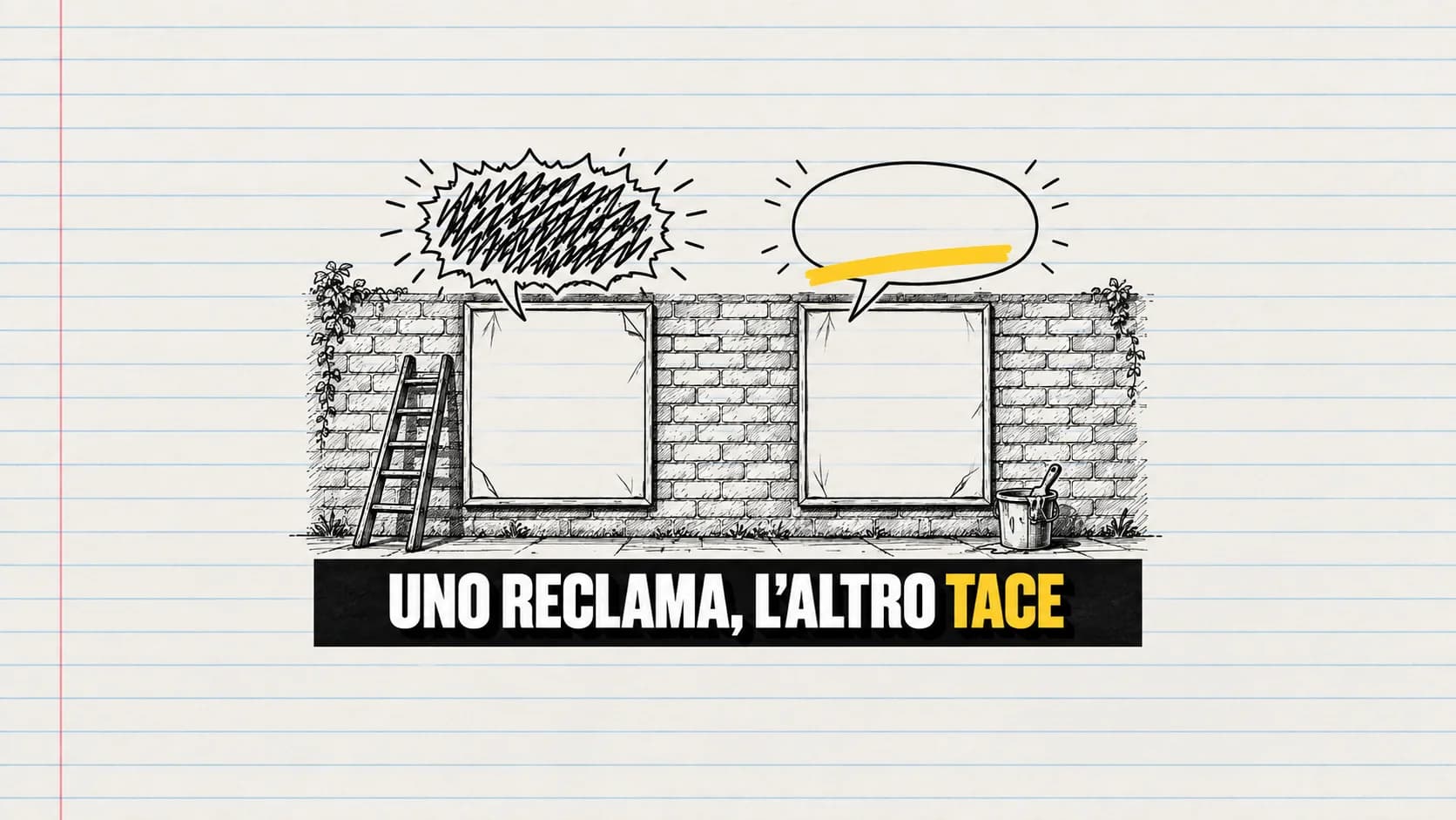 Due manifesti vuoti con fumetti, uno scarabocchiato e uno vuoto.