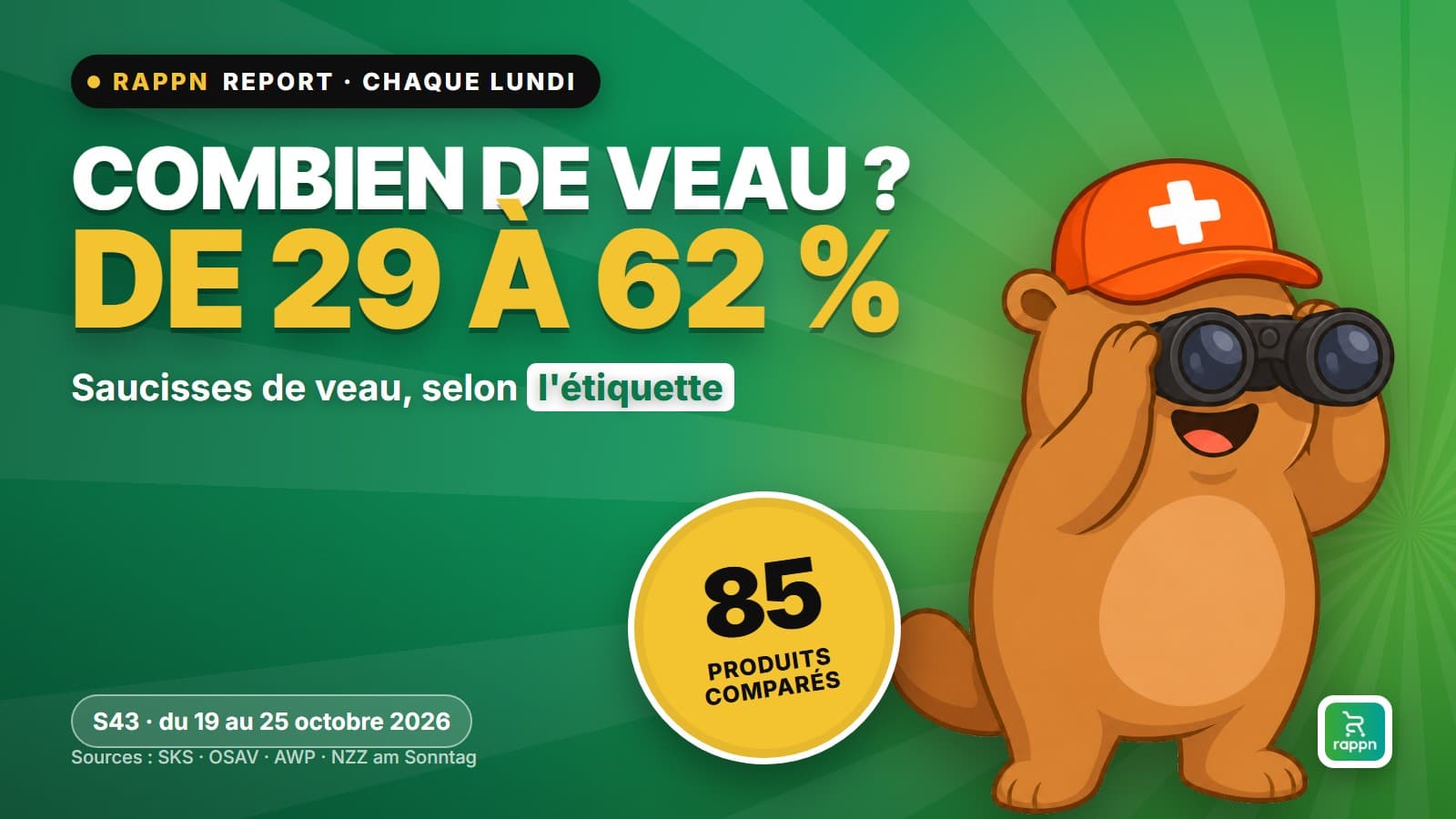 Rappn Report S43 : de 29 à 62 % de veau dans la saucisse