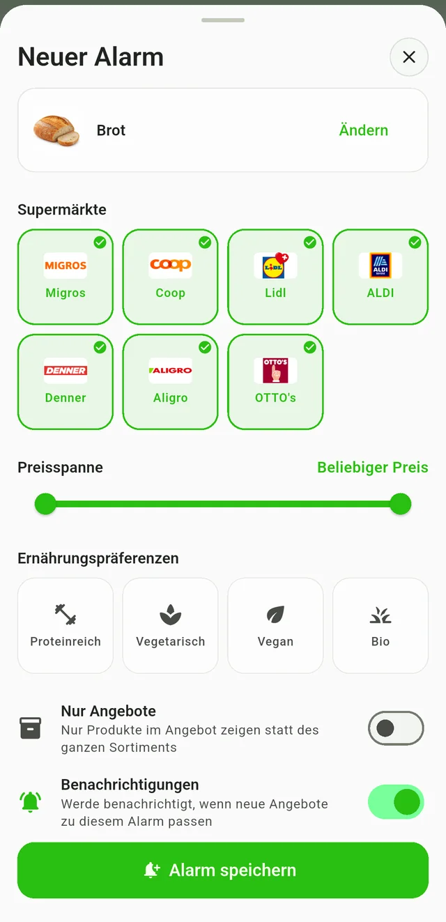 Einen Produktalarm einrichten