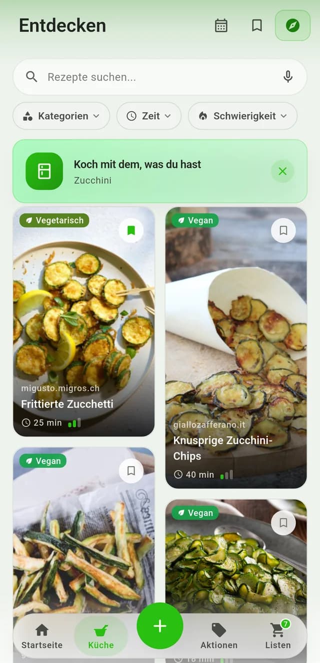 Rezepte mit vorhandenen Zutaten finden