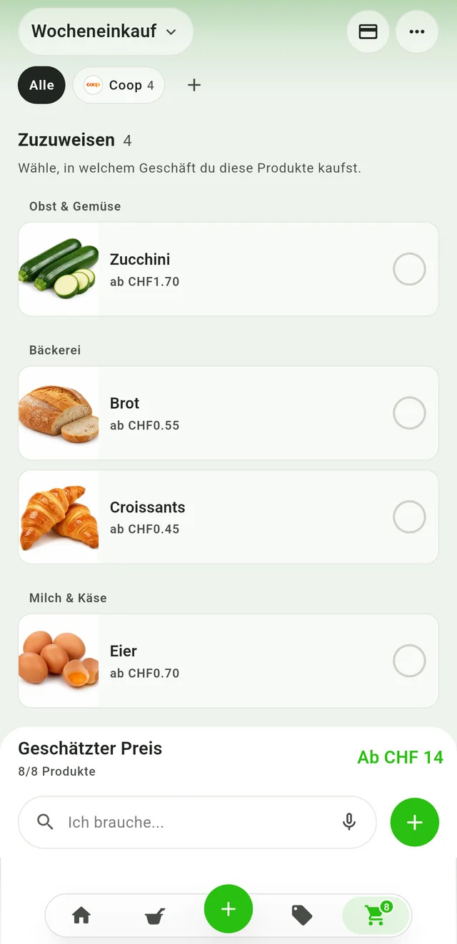 Wocheneinkauf organisieren