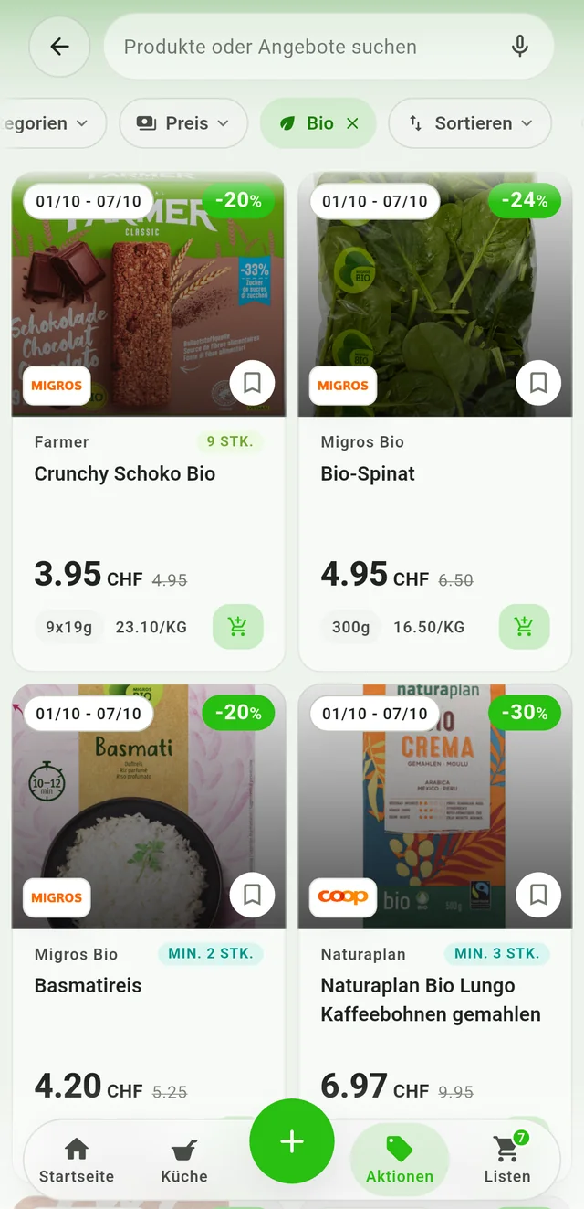 Lebensmittel mit dem Bio-Filter entdecken