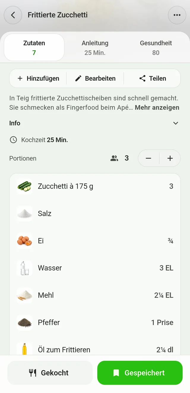 Rezeptportionen und Zutaten anpassen