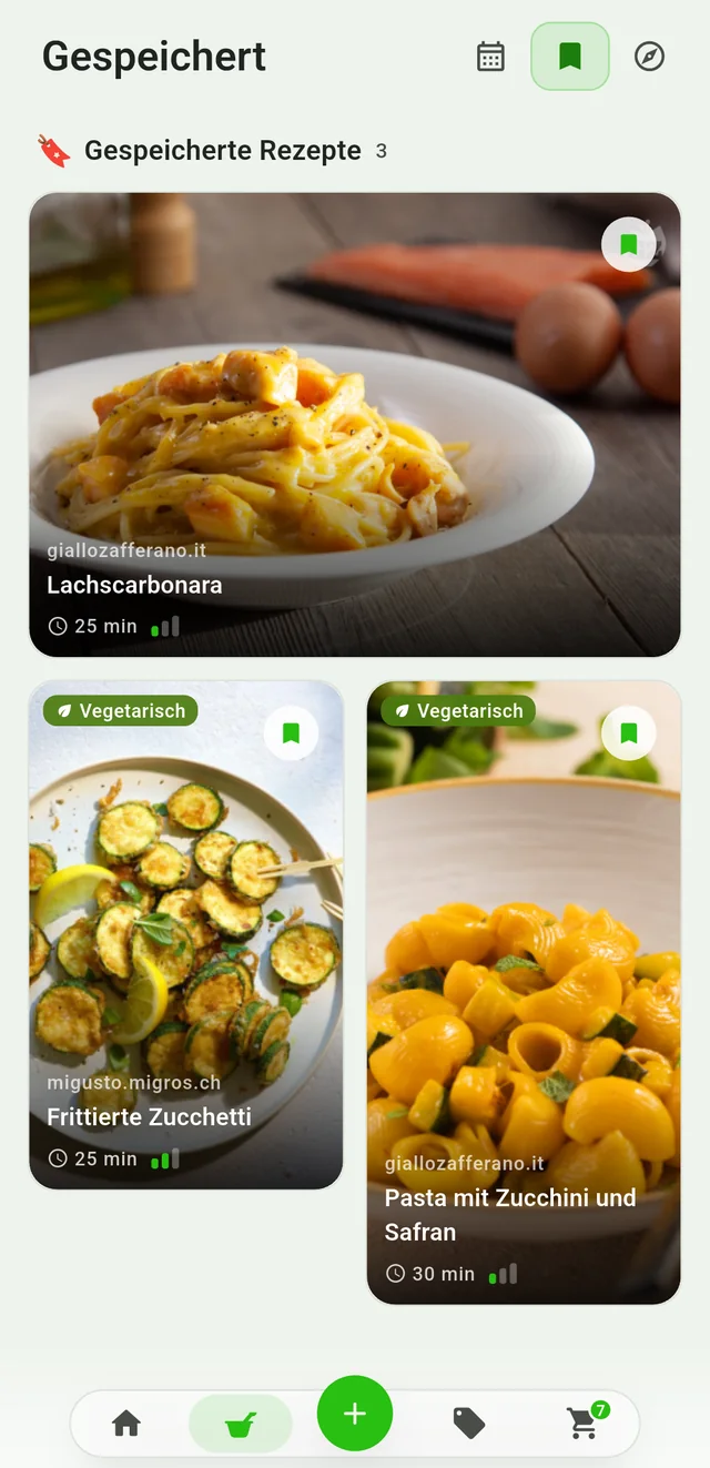 Gespeicherte Rezepte zusammenhalten