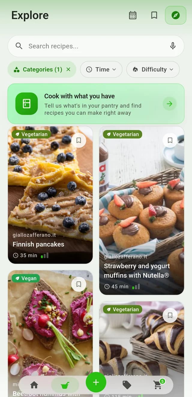 Browse category-filtered recipes
