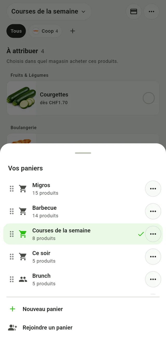 Organiser ses paniers