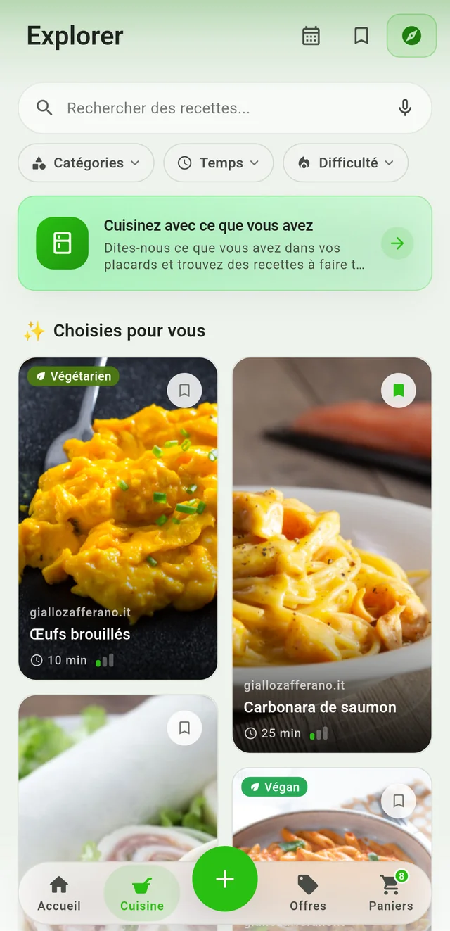 Découvrir des recettes
