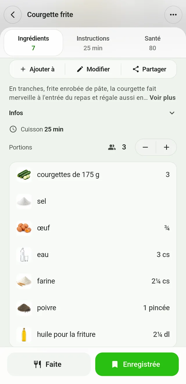 Ajuster les portions de la recette