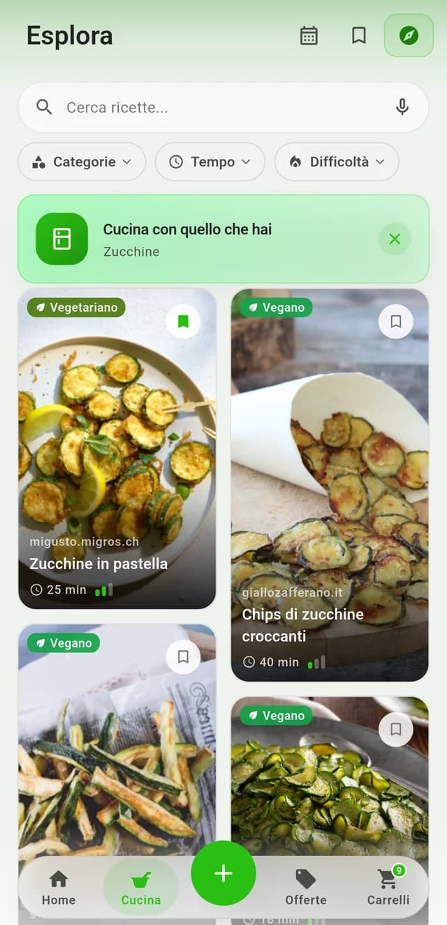 Trova ricette con gli ingredienti che hai