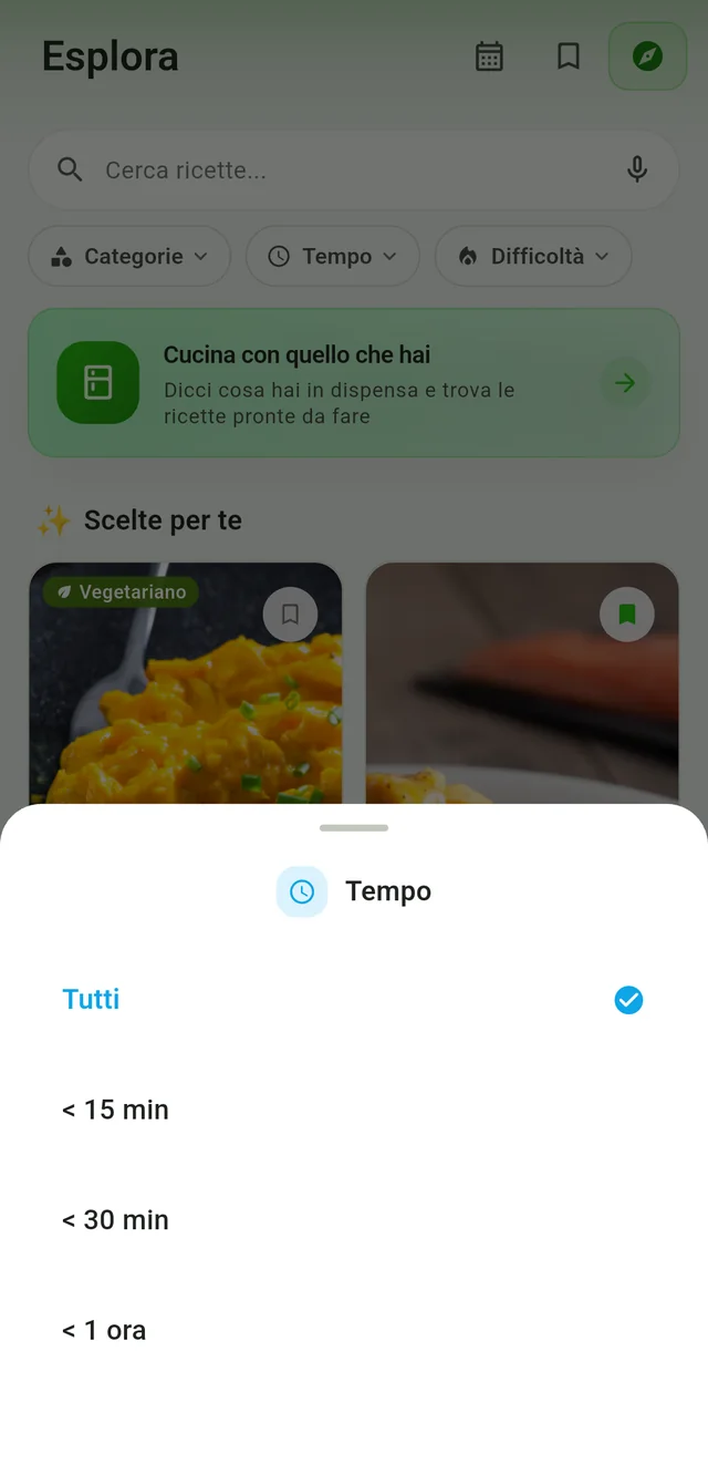 Filtri per il tempo di cucina