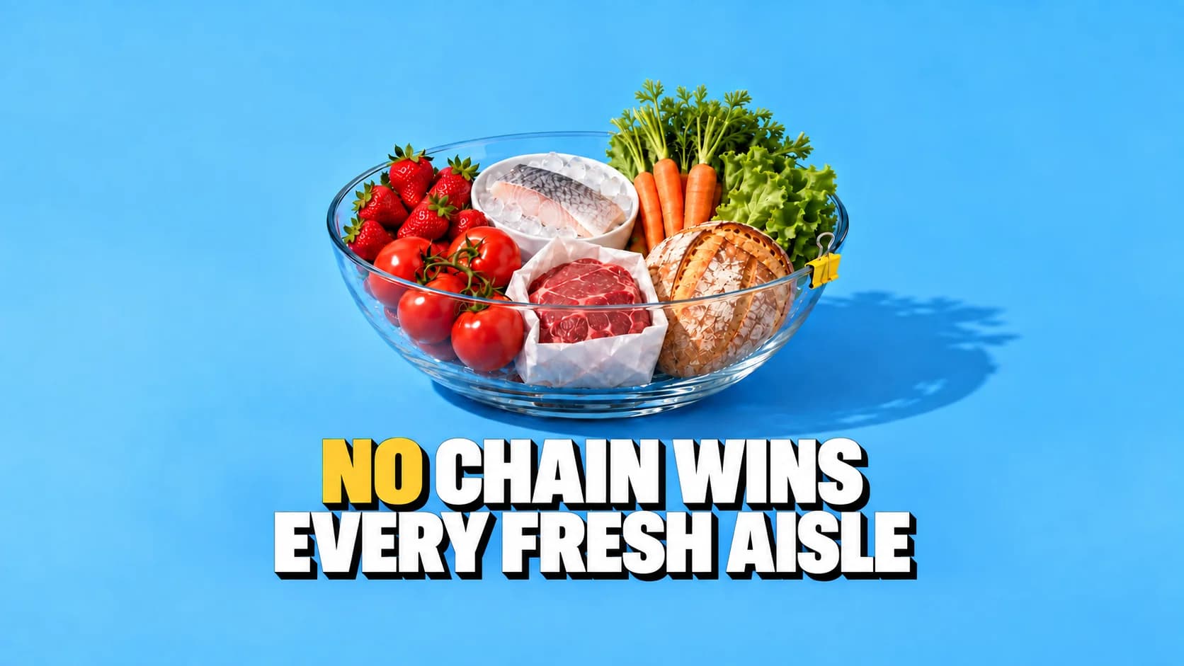 Assortment of fresh foods and carrots against a blue background.