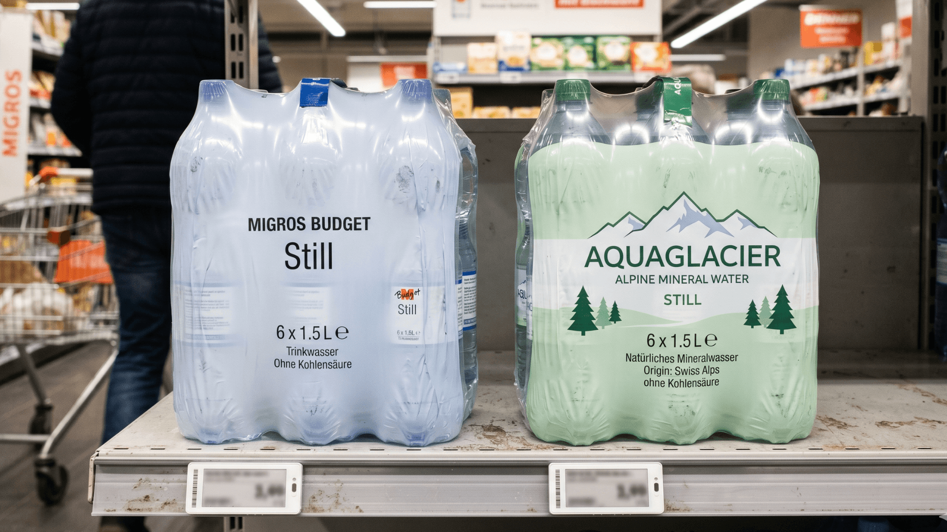 Bottled water and soft drink prices Switzerland — Evian, Henniez, Valser, Coca-Cola, Rivella