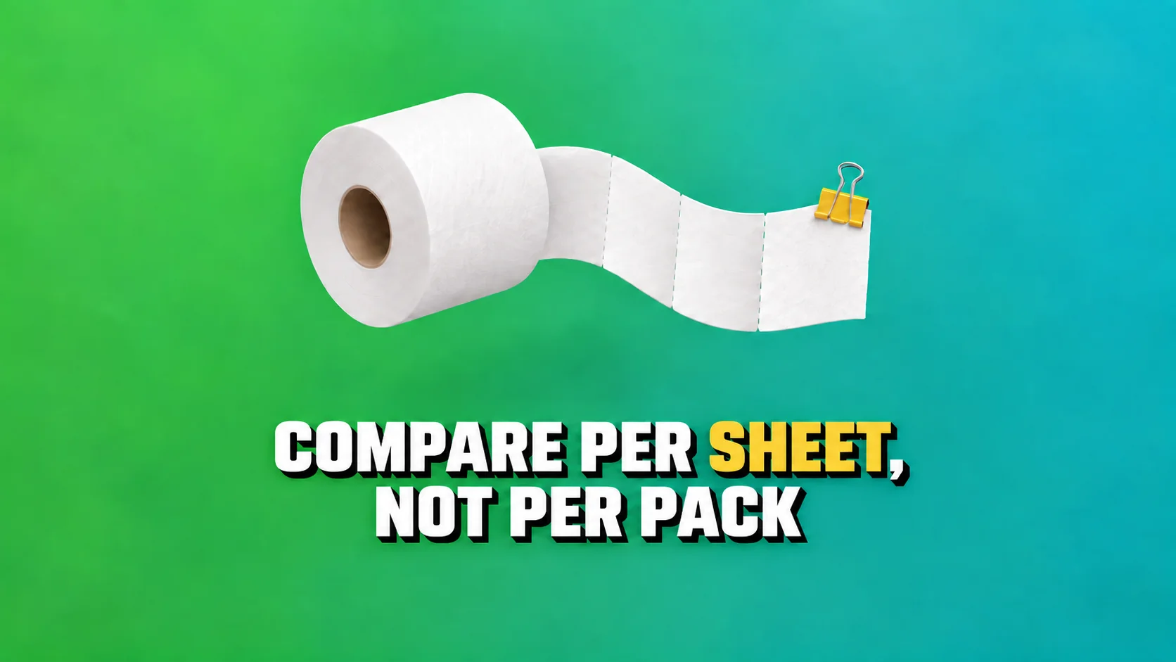 White paper roll with a yellow clip on a turquoise background.
