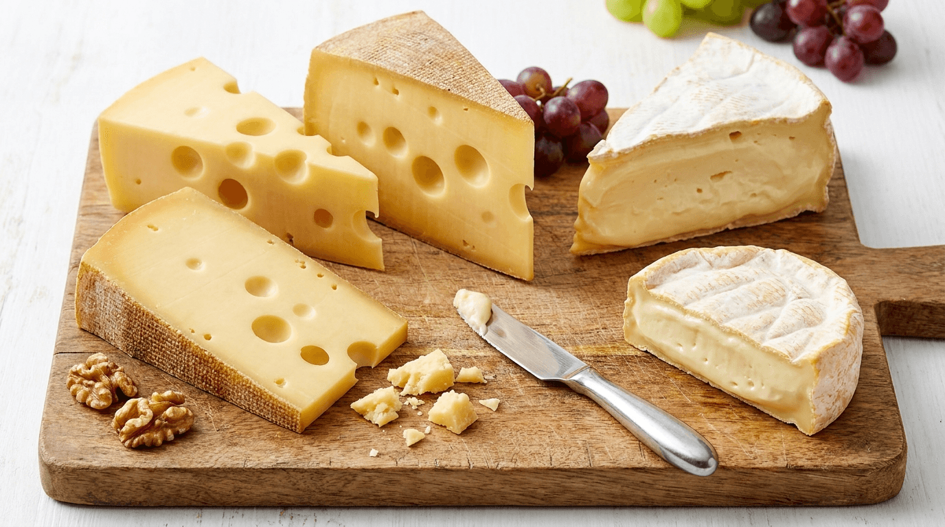 Variétés de fromage suisse avec prix au kilo: Gruyère AOP, emmentaler, raclette et mozzarella comparés