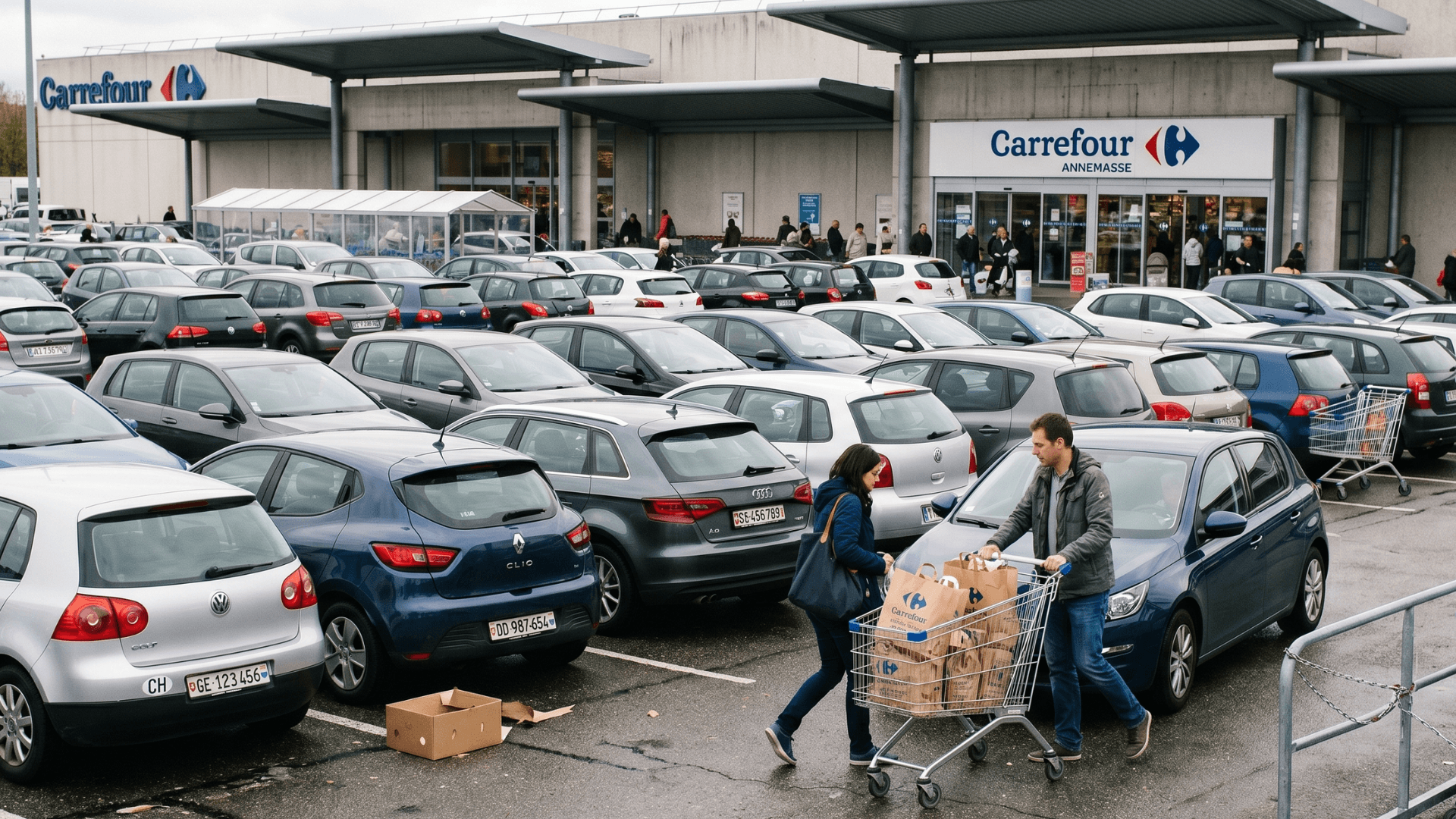 Courses transfrontalières France Suisse — Carrefour près de la frontière franco-suisse