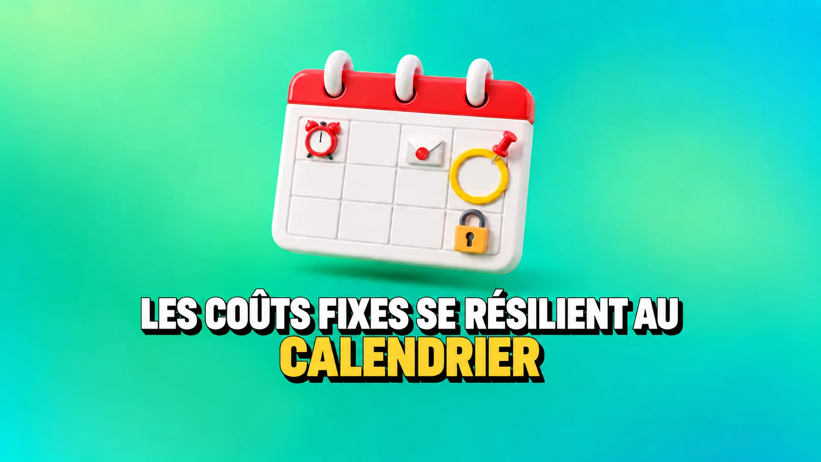 Calendrier vierge, horloge et icônes domestiques en trois dimensions sur fond vert.