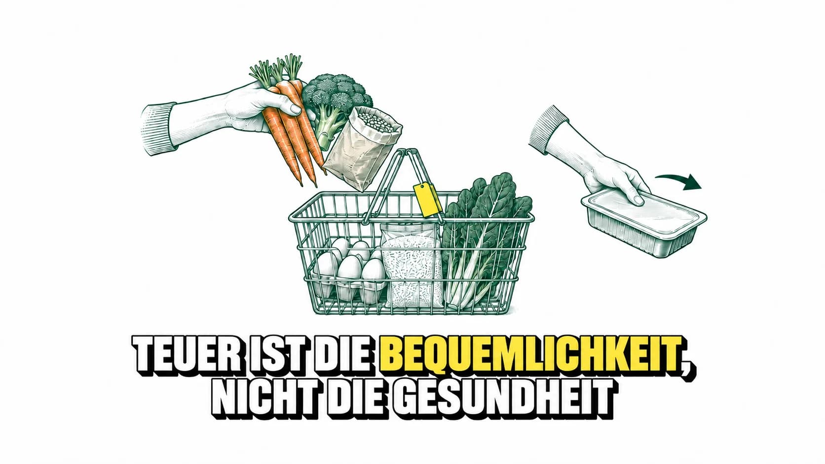 Technische Zeichnung von Lebensmitteln und Zubereitungen auf weissem Grund.