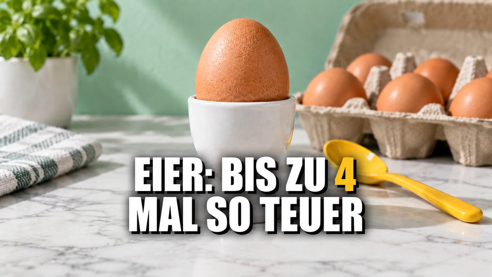 Nahaufnahme von Eiern und neutralen Eierkartons.