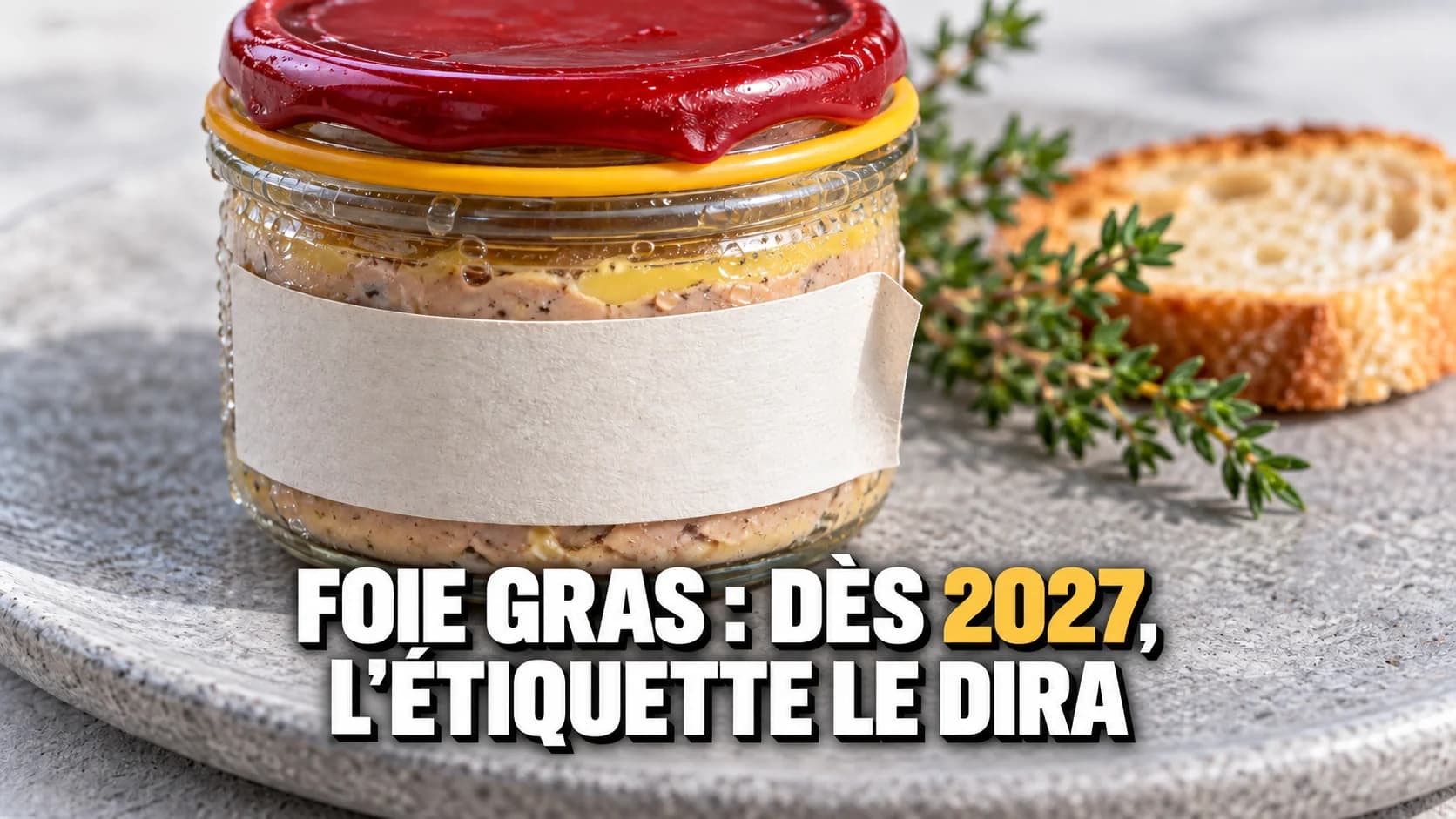 Un bocal avec sceau de cire rouge, joint jaune et étiquette entièrement blanche.