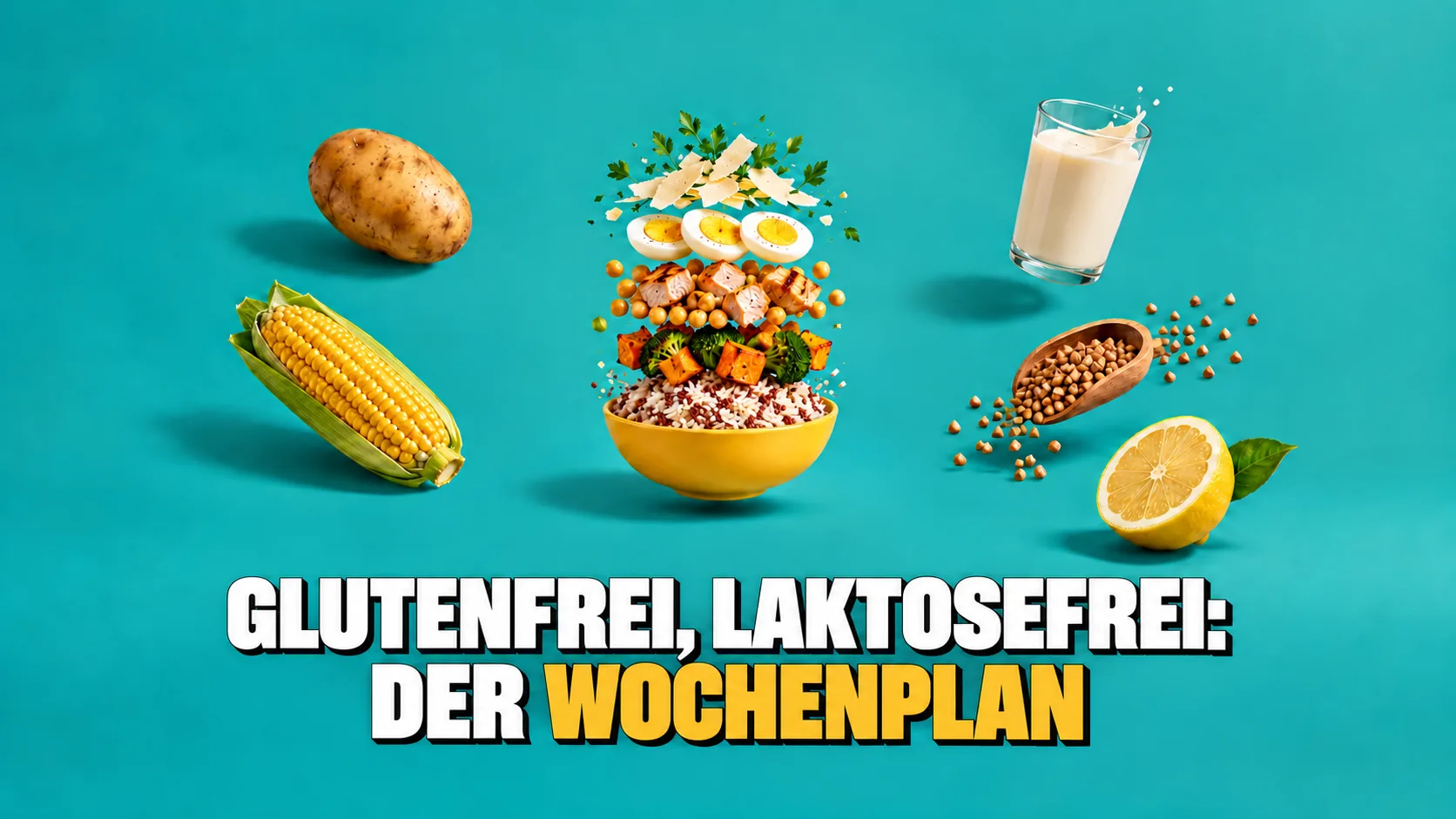 Reisschale in schwebenden Schichten mit Gemüse, Kichererbsen, Poulet, Ei und reifem Hartkäse
