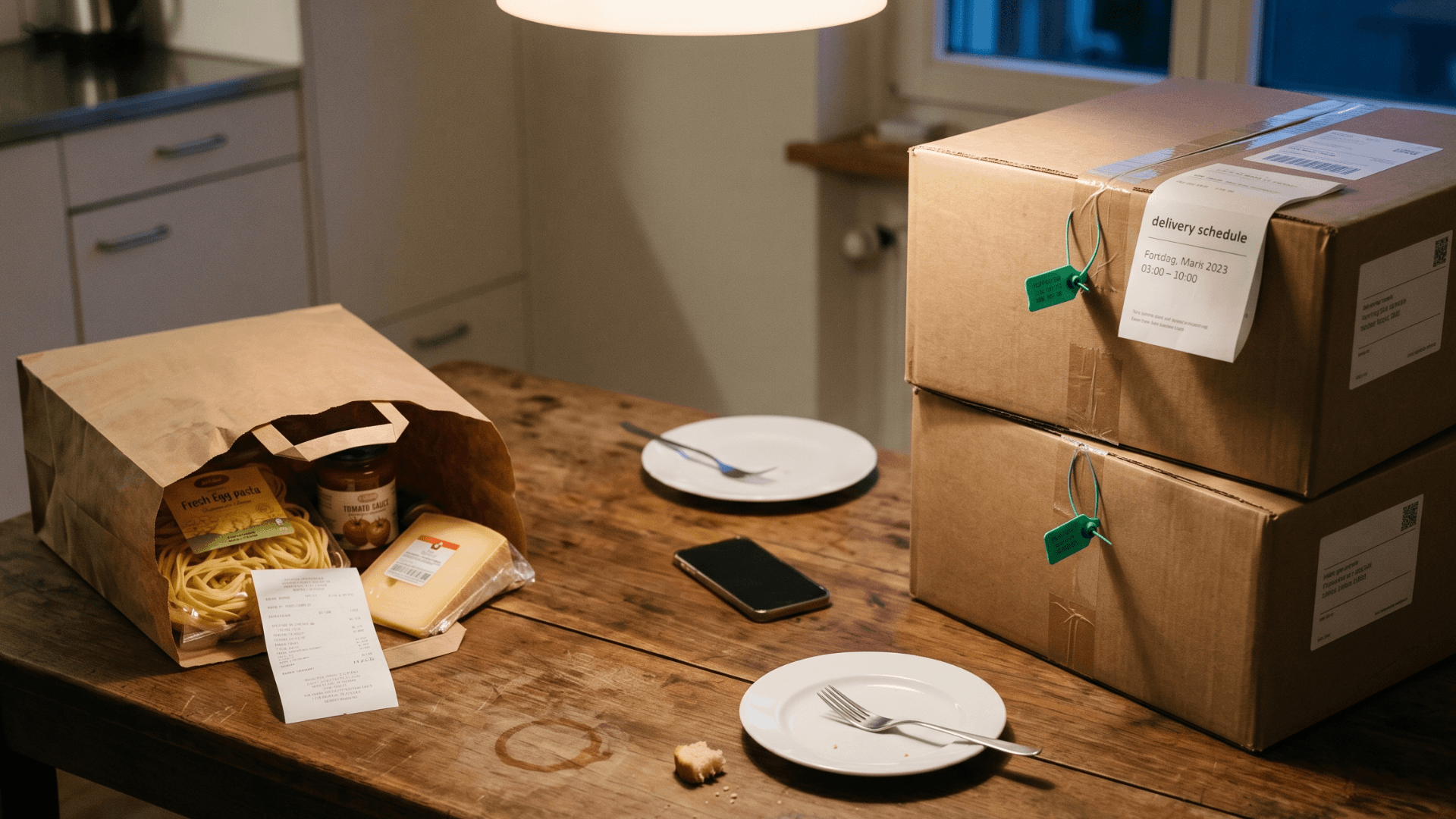 Smood, Uber Eats Grocery and Just Eat app icons on a smartphone screen with a Swiss city in the background