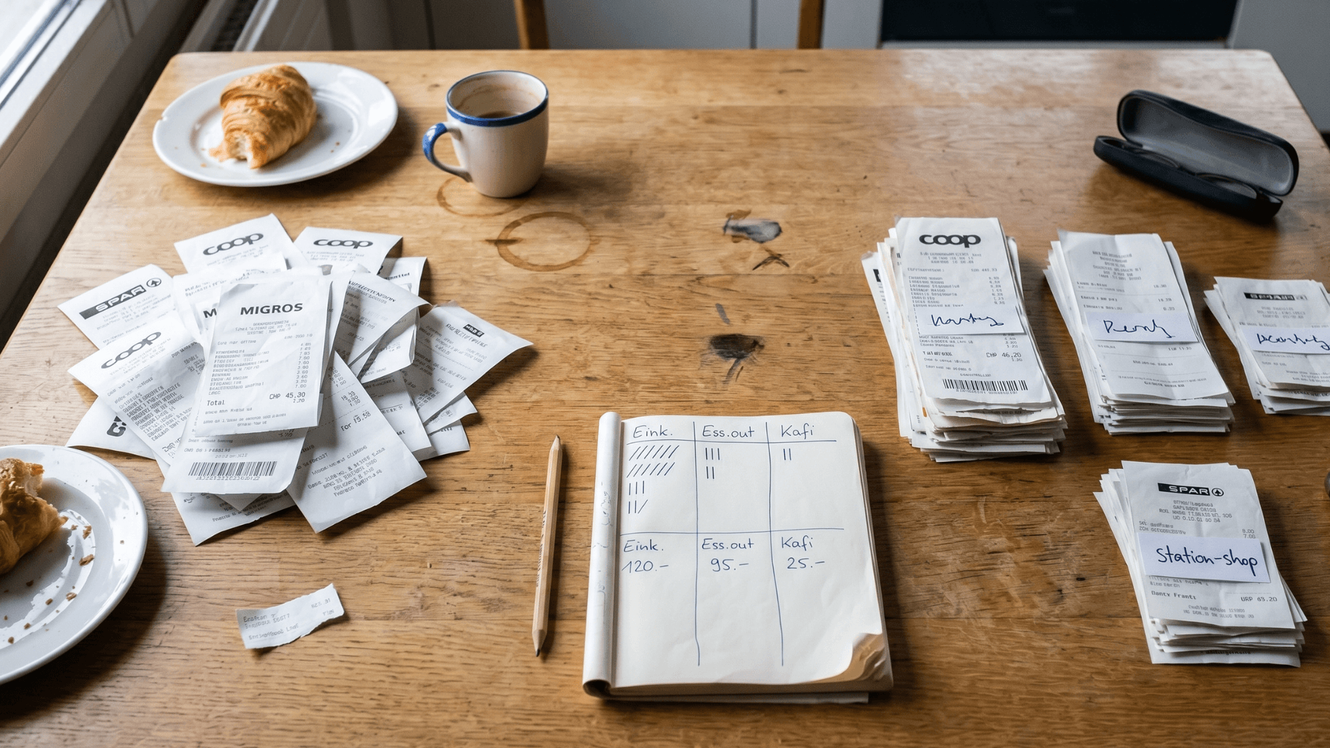 Monthly grocery spending review for Swiss households — BFS benchmarks and 5 leak categories