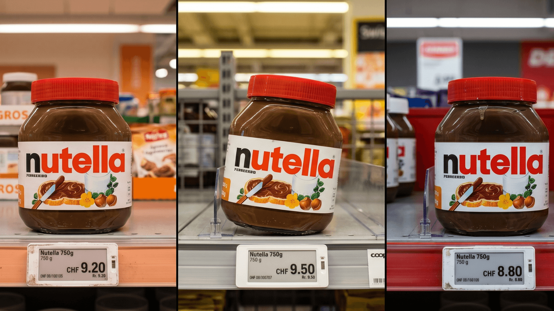 Nutella prices Switzerland — all stores at CHF 5.20 for 750g