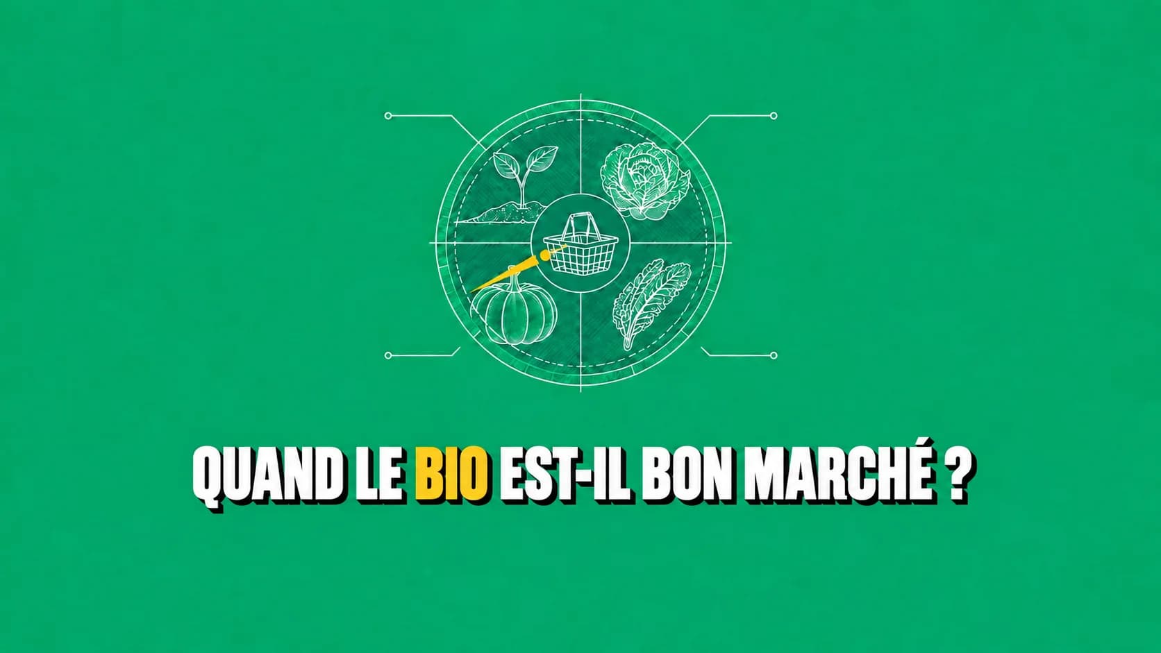 Roue des saisons avec pousse, laitue, courge, chou et panier central.