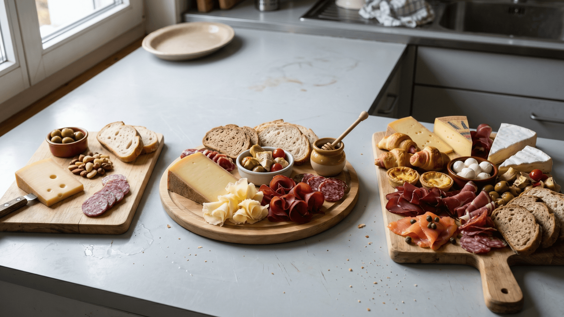 Schweizer Apéro für 6 mit Käse, Charcuterie, Oliven, Brot und Wein