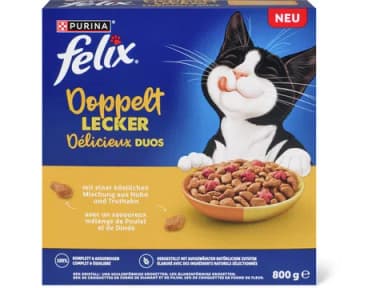Felix Nourriture sèche pour chats Délicieux duos volaille, adulte 800g