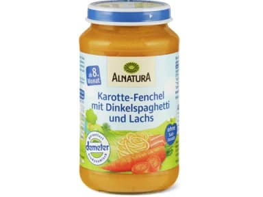 Alnatura Karotte, Fenchel, Dinkelspaghetti & Lachs Brei 220g