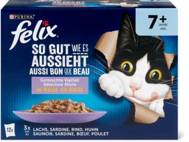 Felix Sélection Mixte en gelée Senior saumon, sardine, bœuf, poulet 12x85g