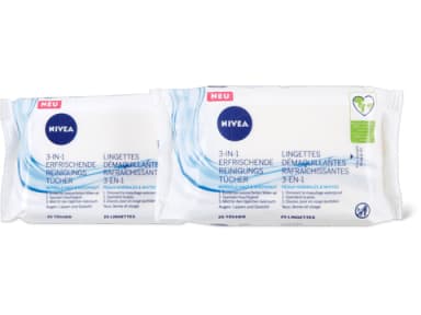 Nivea Lingettes démaquillantes rafraîchissantes 3 en 1 2x25
