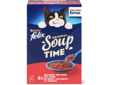 Felix Original cat soup with beef, chicken and lamb 6x48g