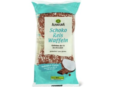 Alnatura Chocolate rice cakes Organic, Milk chocolate and coconut 100g
