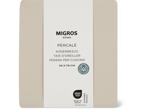 Federa per cuscino in percalle 50 x 70 cm, beige