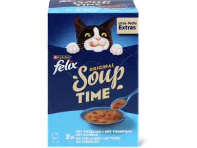 Felix Original cat soup with cod, tuna and plaice 6x48g